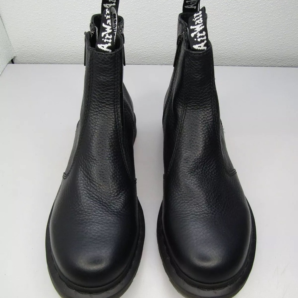 New Dr Marten Women Chelsea Boots Black Pebble Leather Side Zippers Size 10